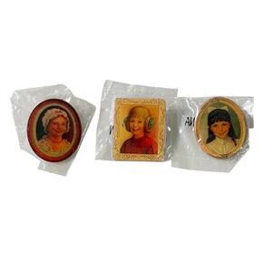 American Girl Vintage Historical Doll Portrait Enamel Pins 3pc Set Hallmark NEW